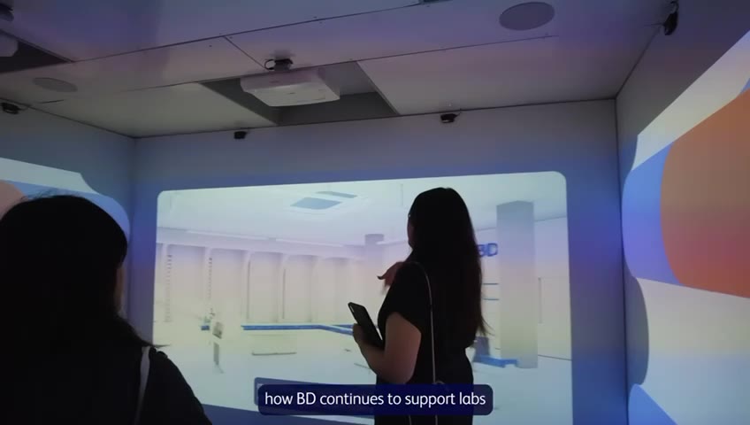 Virtual lab displayed on the immersive wall at BD's IBMS stand