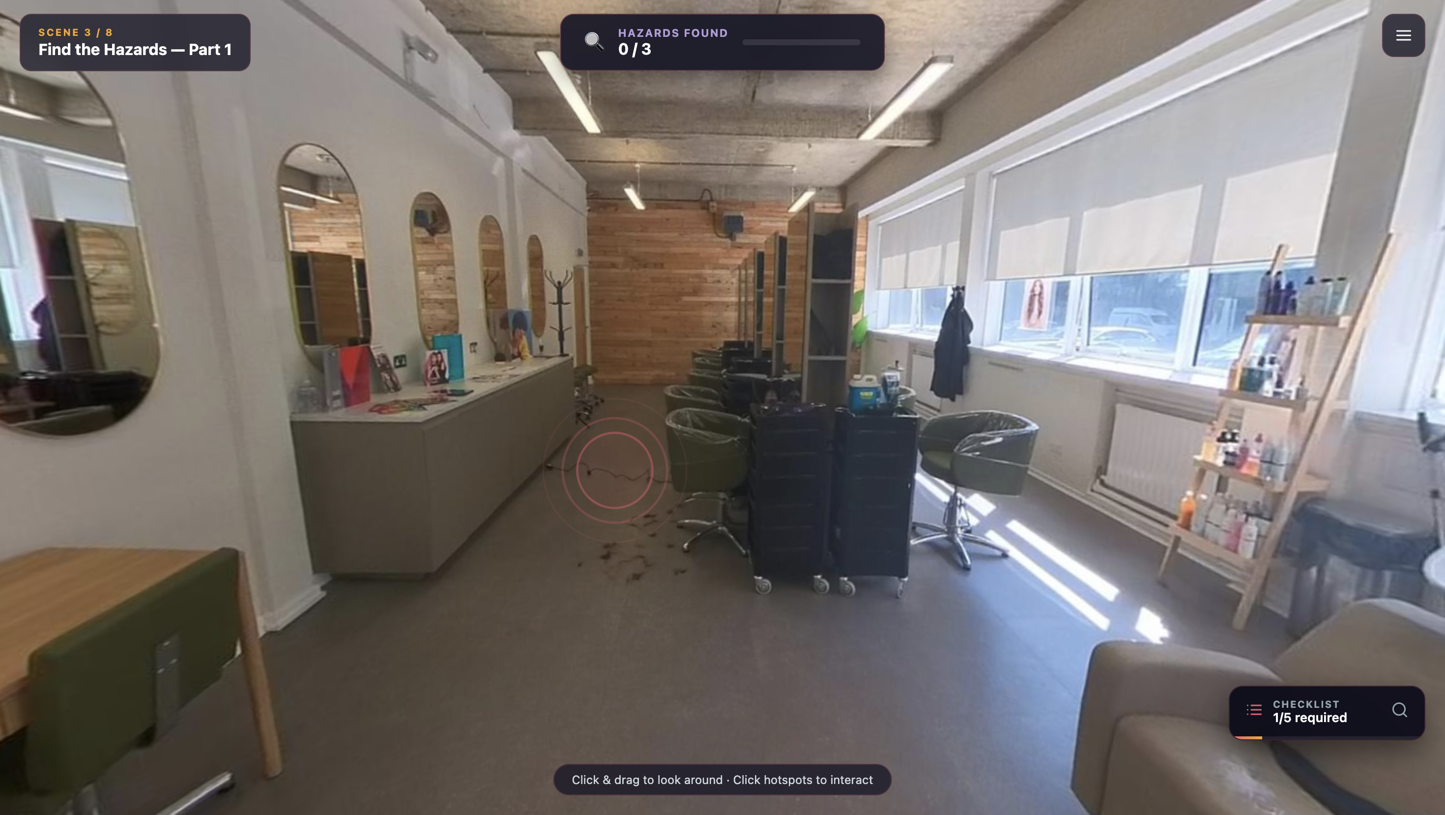 Find the Hazards — 360-degree salon view